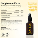 KURK Vitamin D3+K2 supplement facts label